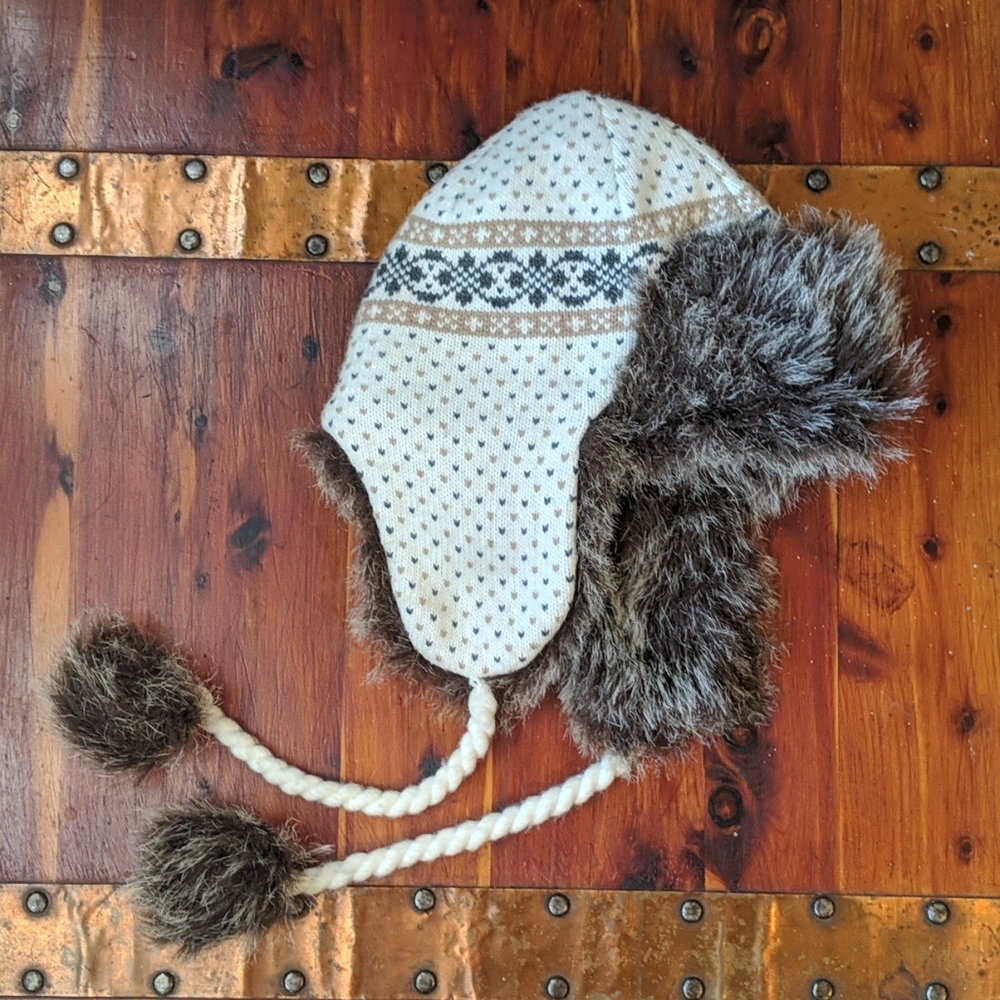 Winter hat with faux fur ears